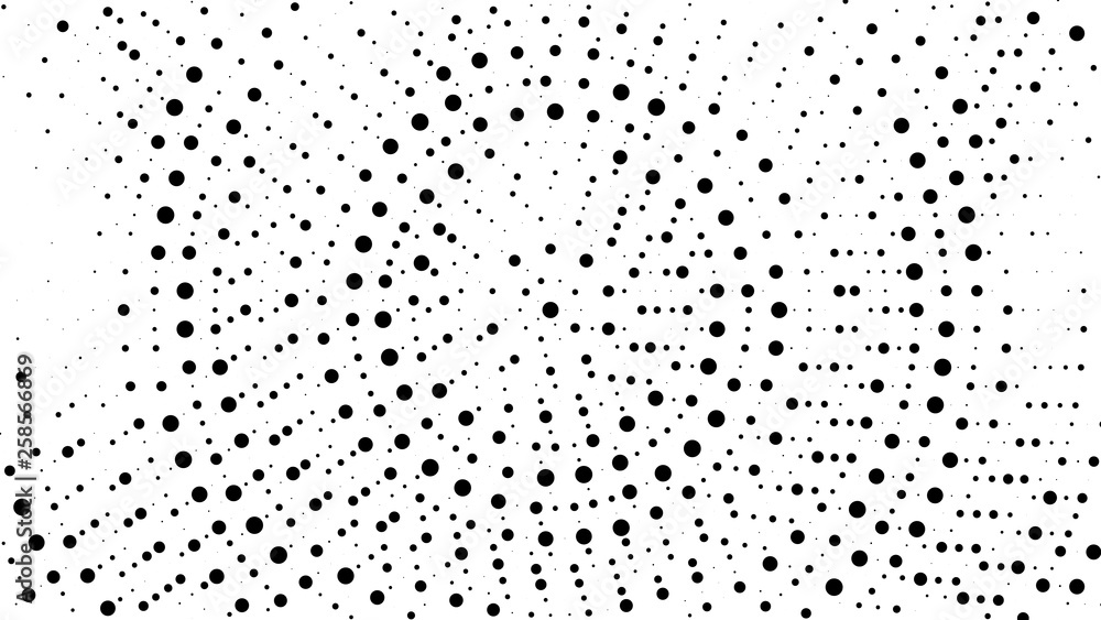 Halftone gradient pattern. Abstract halftone dots background. Monochrome dots pattern. Grunge radial texture. Pop Art, Comic small dots. Design for presentation, business cards, report, flyer, cover