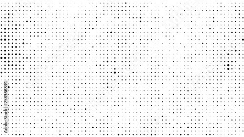 Halftone gradient pattern. Abstract halftone dots background. Monochrome dots pattern. Grunge crumpled texture. Pop Art, Comic small dots. Design for presentation, business cards, report, flyer, cover