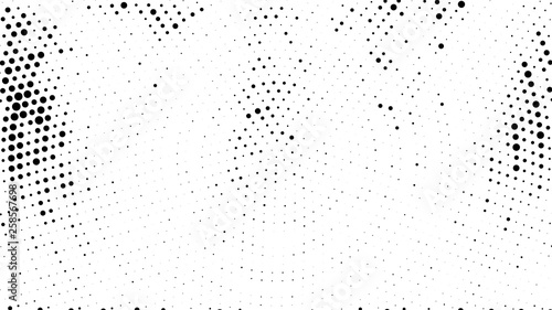 Halftone gradient pattern. Abstract halftone dots background. Monochrome dots pattern. Grunge radial texture. Pop Art, Comic small dots. Design for presentation, business cards, report, flyer, cover © svitlananiko