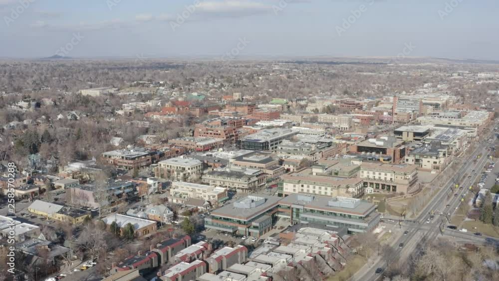 Downtown Boulder Colorado Aerial View Sunny Day Birds Eye View Downtown Boulder Colorado Aerial View Sunny Day Birds Eye View