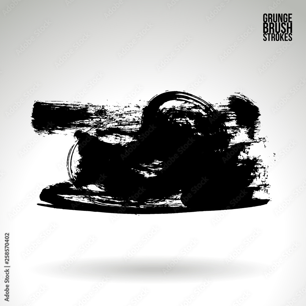 Obraz premium Black brush stroke and texture. Grunge vector abstract hand - painted element. Underline and border design.