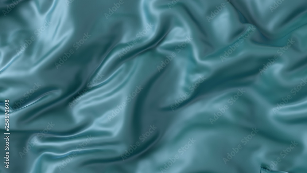 Obraz premium Light blue creased silk fabric for background.