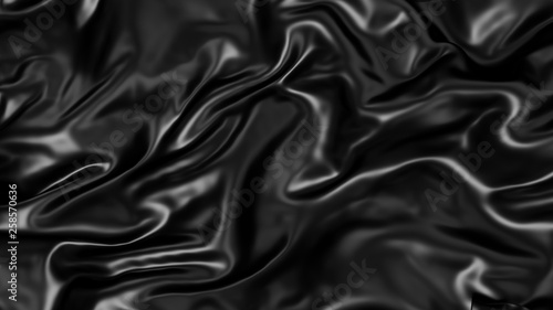Metallic black creased silk fabric for background.