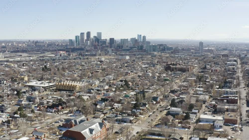 Rise Up Aerial Reveal Denver Colorado USA City Center