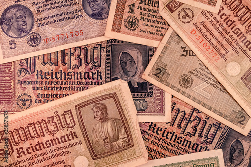 Old Reichsmark bills of Nazi Germany, circa 1940