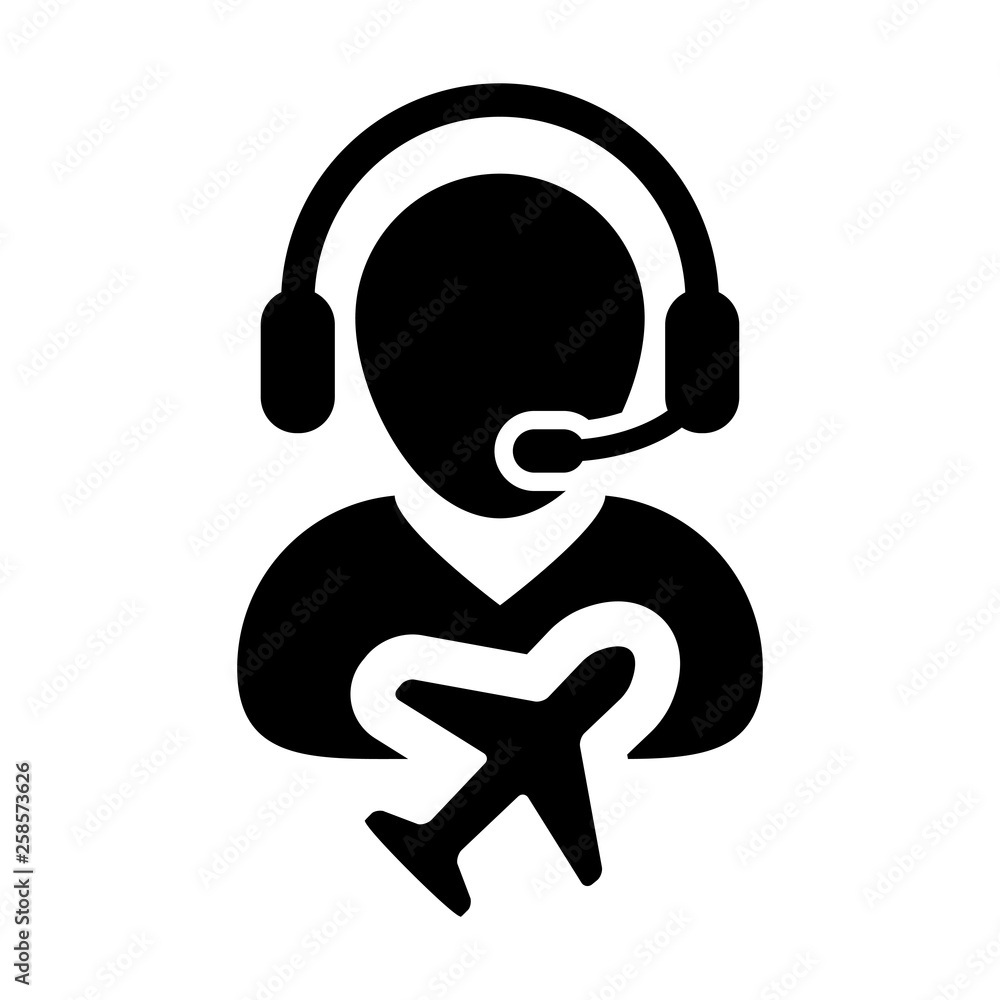 Vacation Customer service icon vector male person profile symbol for travel and holidays support helpline in glyph pictogram illustration Vacation Customer service icon vector male person profile symbol for travel and holidays support helpline in glyph pictogram illustration
