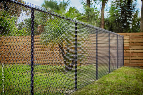Obraz na plátně Black Chain Link Fence