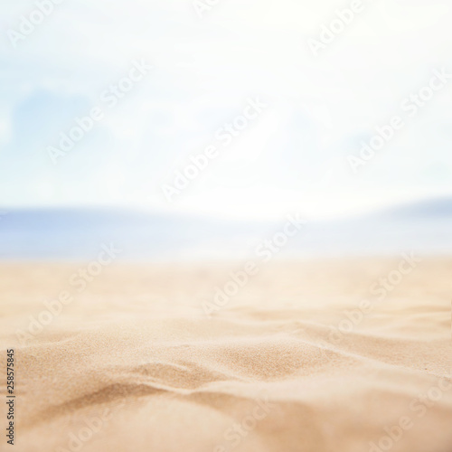 Summer sand beach and sea background.