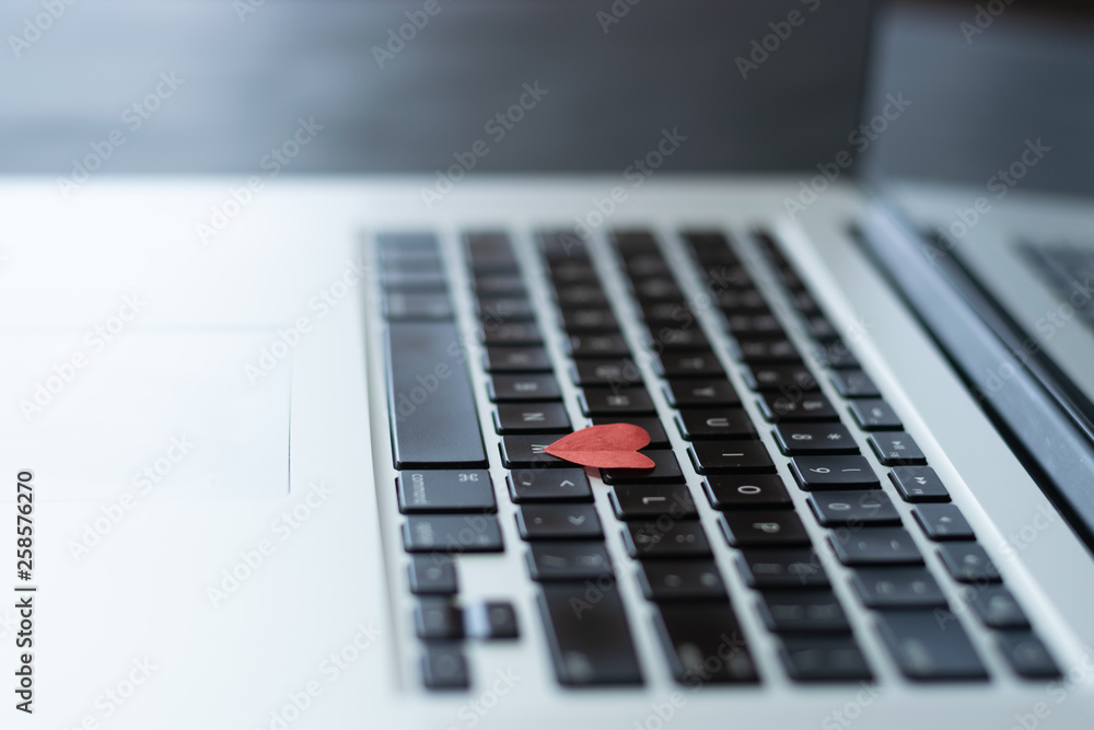 Heart on the keyboard, dating online concept Heart on the keyboard, dating online concept