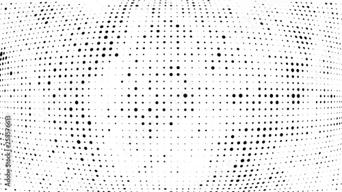 Halftone gradient pattern. Abstract halftone dots background. Monochrome dots pattern. Vector halftone texture. Grunge texture. Pop Art, Comic small dots. 3d sphere, Wave twisted dots. Design elements