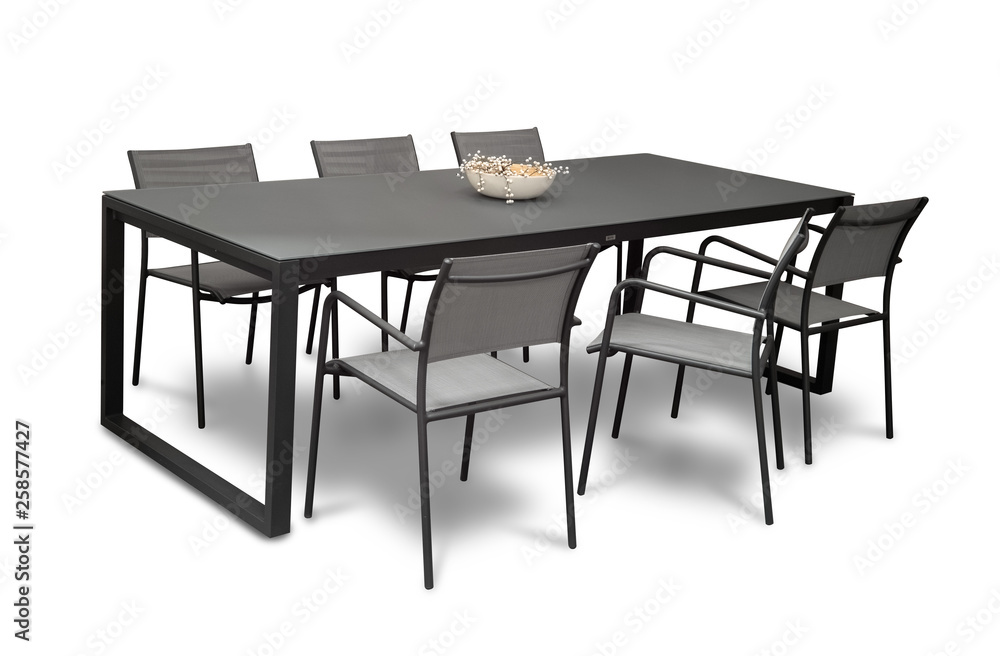 garden dining table with chairs on a white background garden dining table with chairs on a white background