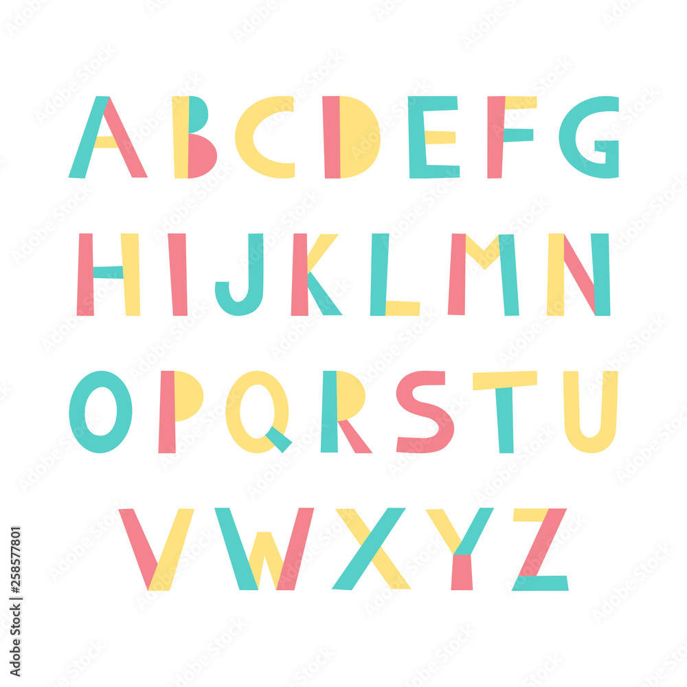 Colorful memphis alphabet. Letters collection. Modern funny typeface. Letter vector set.