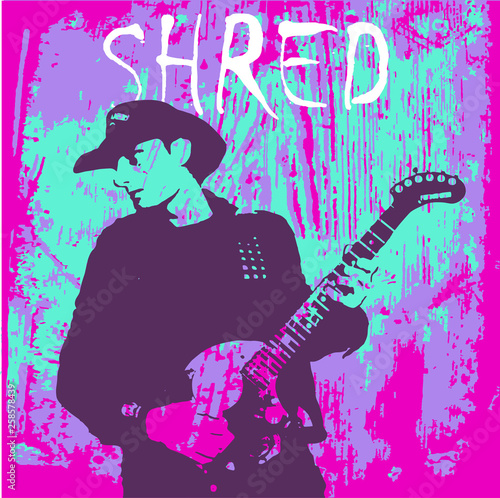 Printvector image of poster of american country rock music festival with guitar player playing guitar on bright textures