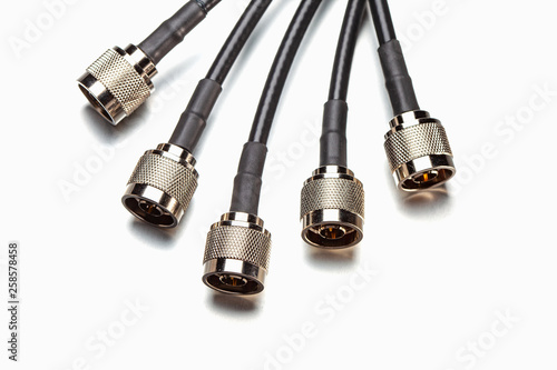 Connector cables on white