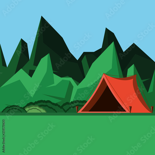 camping tent in landscape © djvstock