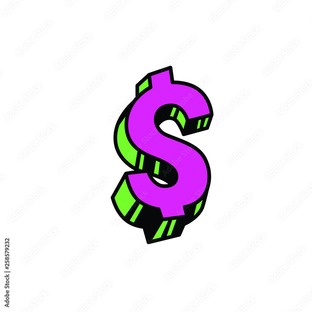 Obraz premium Dollar sign Vector. Bright red financial symbol. Bulk forms. Logo for a financial company. Cartoon style.