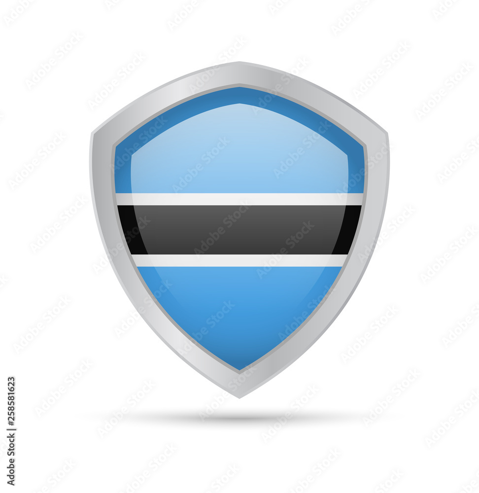 Shield with Botswana flag on white background. Shield with Botswana flag on white background.