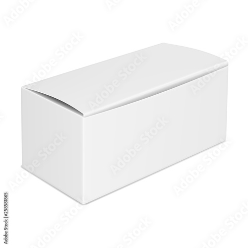 Vector realistic image (mock-up, layout) of a closed blank paper (carton) box, perspective view. The image was created using gradient mesh. Vector EPS 10. © Alice