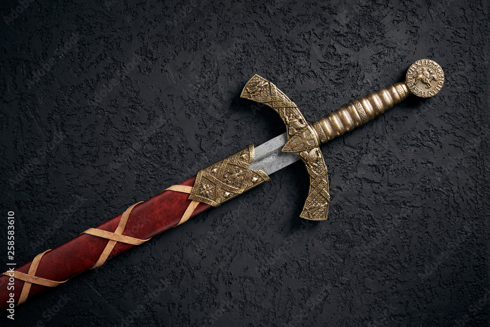 Φωτογραφία Ancient knightly sword of the era of the Crusades in the Middle Ages
