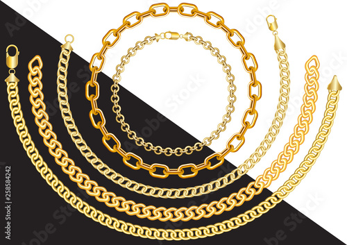 Gold chains in different sizes