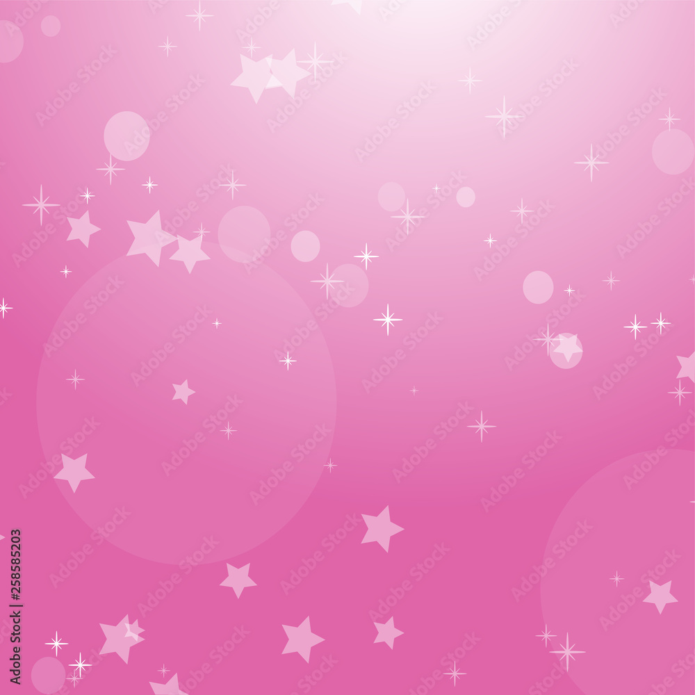 Pink romantic abstract background with stars and circles. Simple flat vector illustration. Pink romantic abstract background with stars and circles. Simple flat vector illustration.