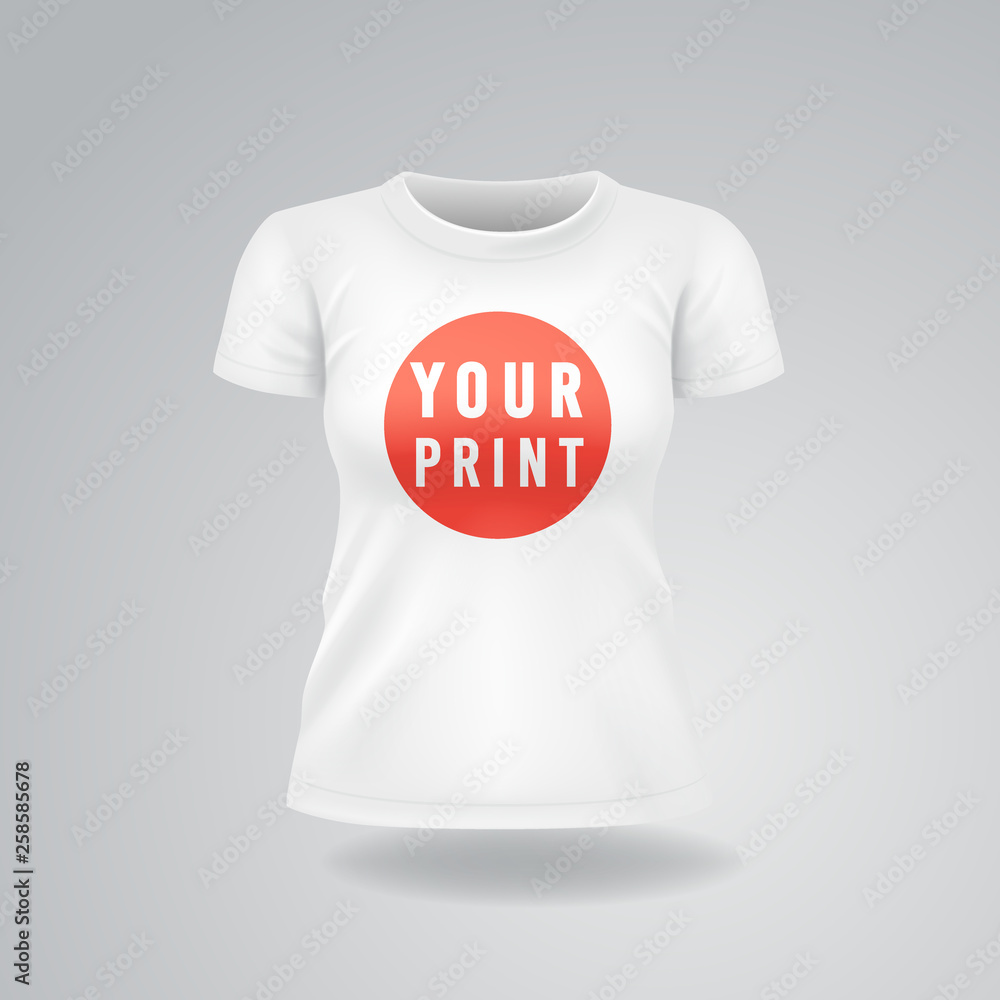 Φωτογραφία White woman T-shirt with short sleeves mock up, place for print