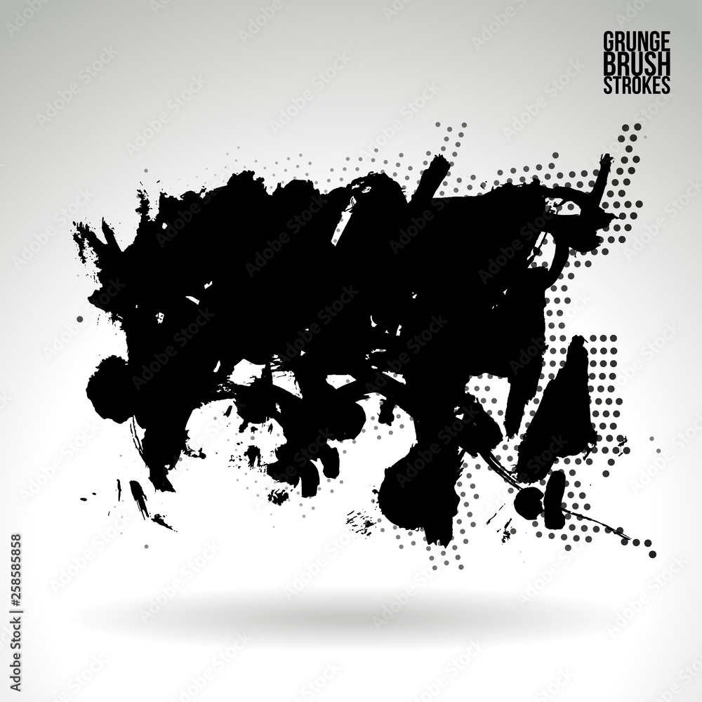 Obraz premium Black brush stroke and texture. Grunge vector abstract hand - painted element. Underline and border design.