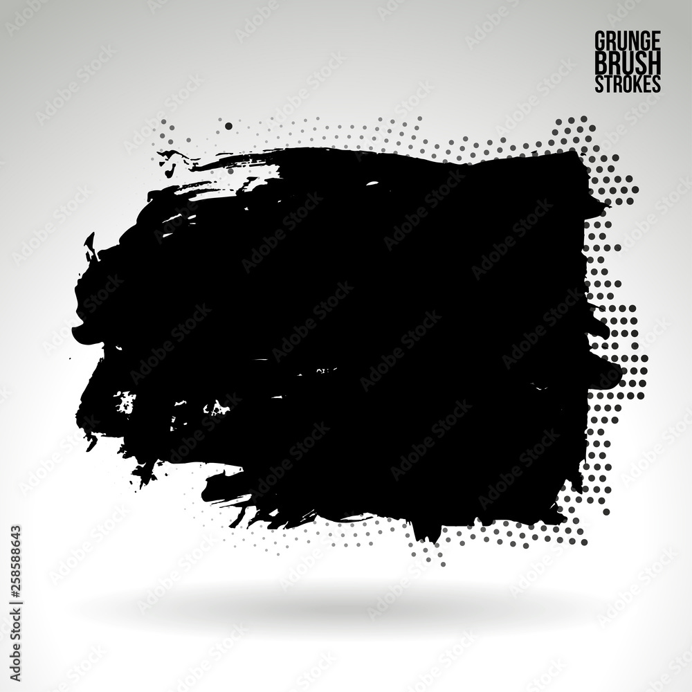 Fototapeta premium Black brush stroke and texture. Grunge vector abstract hand - painted element. Underline and border design.