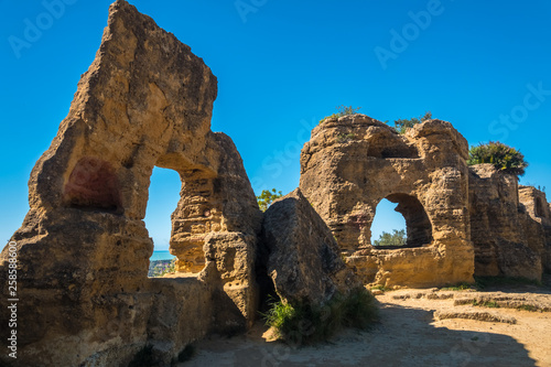 Ruins of the Forum, Valley of the Temples, Agrigento , Sicily, Italy. A UNESCO World Heritage Site, the largest archaeological site in the world.