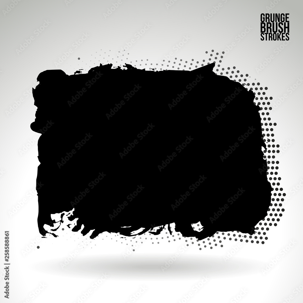 Black brush stroke and texture. Grunge vector abstract hand - painted element. Underline and border design.