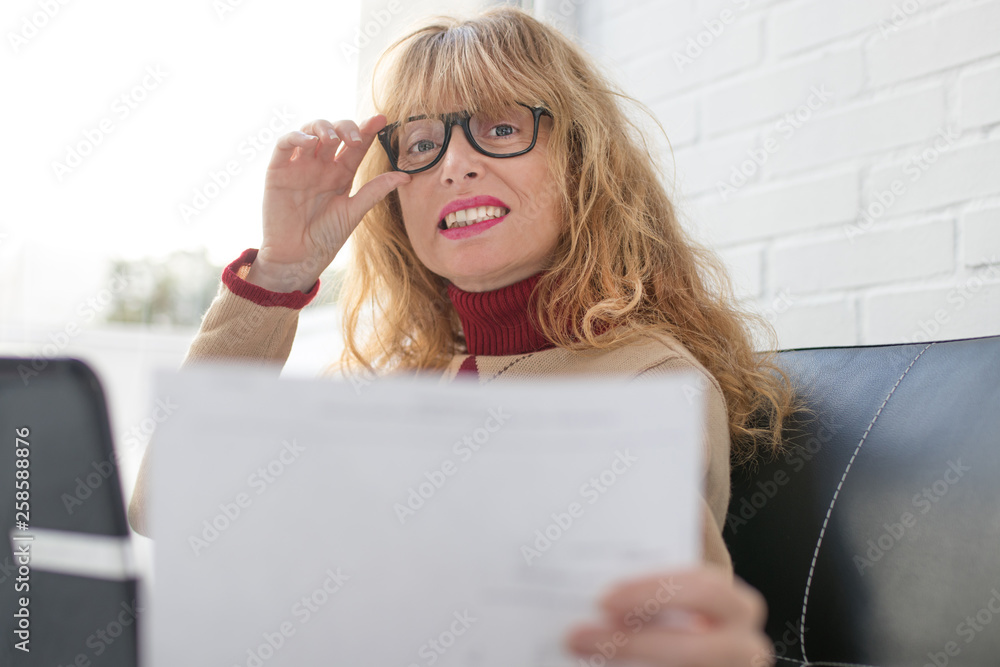 adult woman with document or invoice, businesswoman adult woman with document or invoice, businesswoman