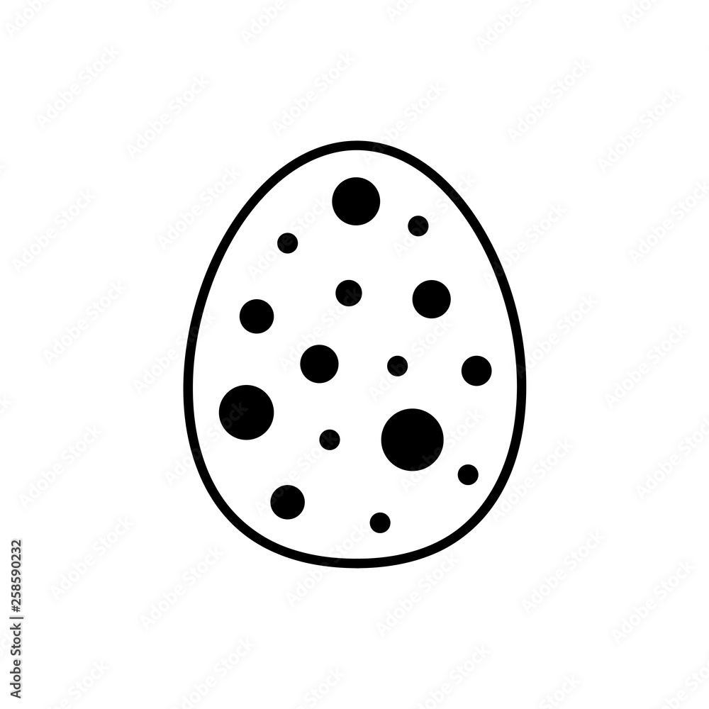 Flat line monochrome Easter egg icon for web sites and apps. Minimal simple black and white Easter egg icon. Isolated vector black Easter egg icon on white background.