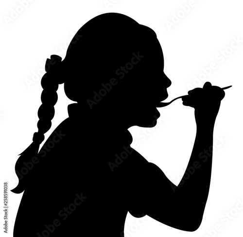 girl eating head silhouette vector