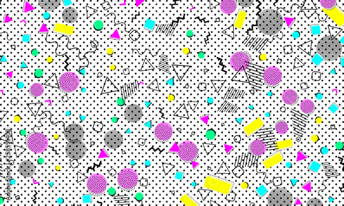 Pop art color background. Memphis pattern