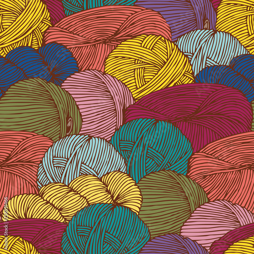 Seamless Pattern with Yarn
