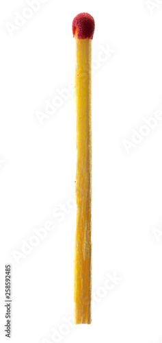 Close-up of a red match isolated on a white background. one match is isolated on a white background. 