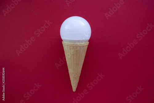 concept ideas with light bulb and ice cream