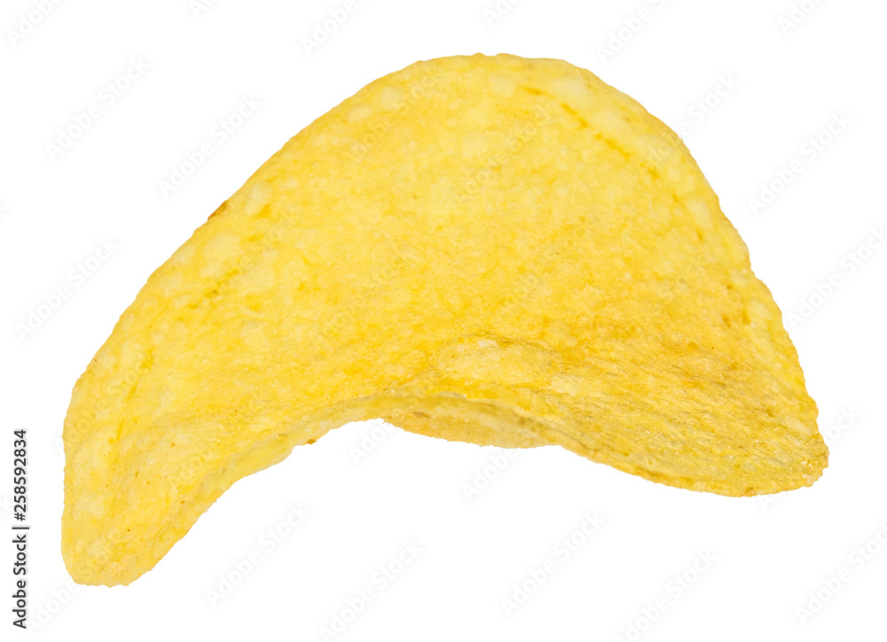 One potato chips isolated on a white background One potato chips isolated on a white background