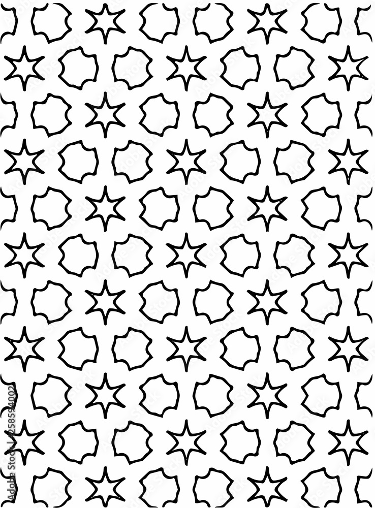 Fototapeta premium Black and white ornate geometric pattern and abstract background