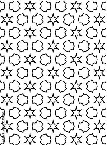 Black and white ornate geometric pattern and abstract background