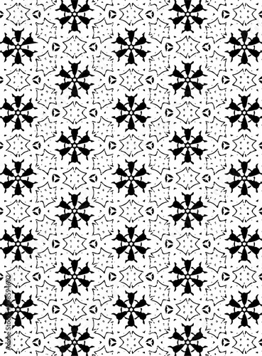 Black and white ornate geometric pattern and abstract background