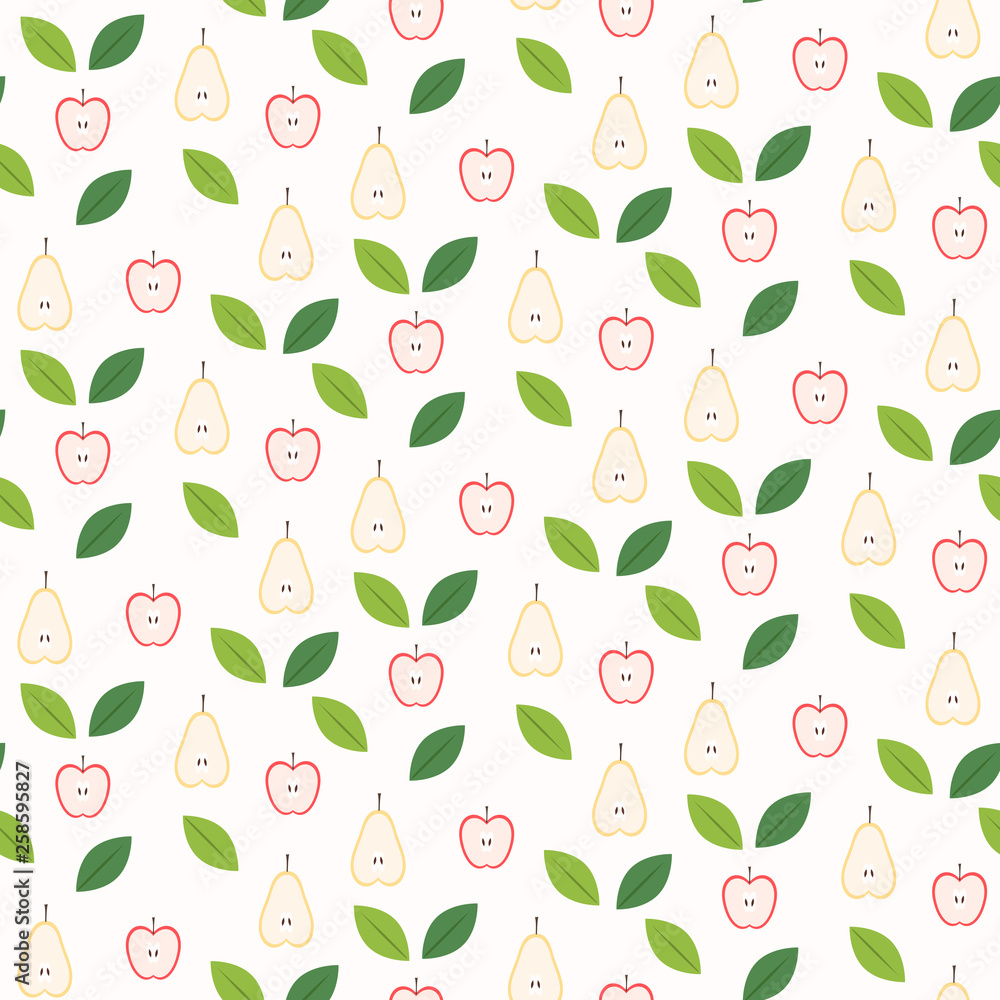 Seamless pattern of pear and apple Seamless pattern of pear and apple