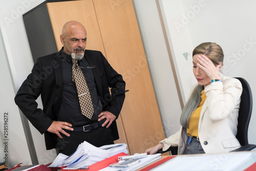  boss scold beauty woman  office worker photo