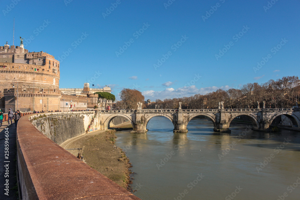 Weekend in Rome. The bridge over the Tiber