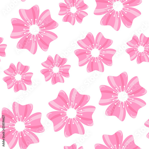 Pink sakura seamless pattern. Sakura flower vector Illustration
