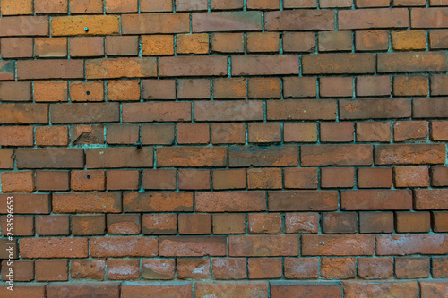 old wall of red brick texture background