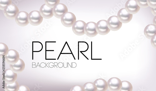 Shiny natural white pearl with light effects. Luxury Pearl vector background for design