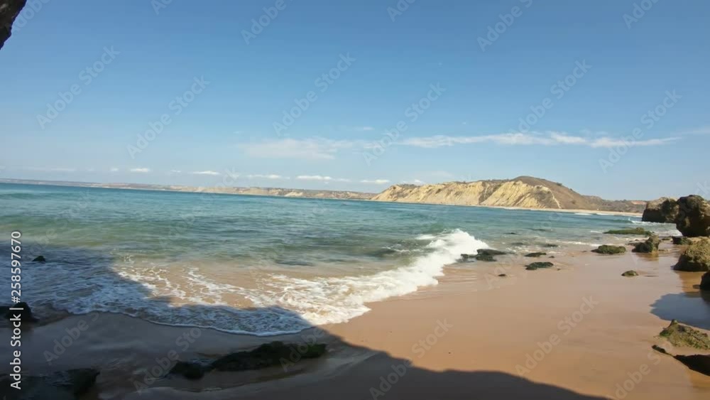 View of the Surfers beach, waves and rocks, Cabo Ledo, in Angola View of the Surfers beach, waves and rocks, Cabo Ledo, in Angola