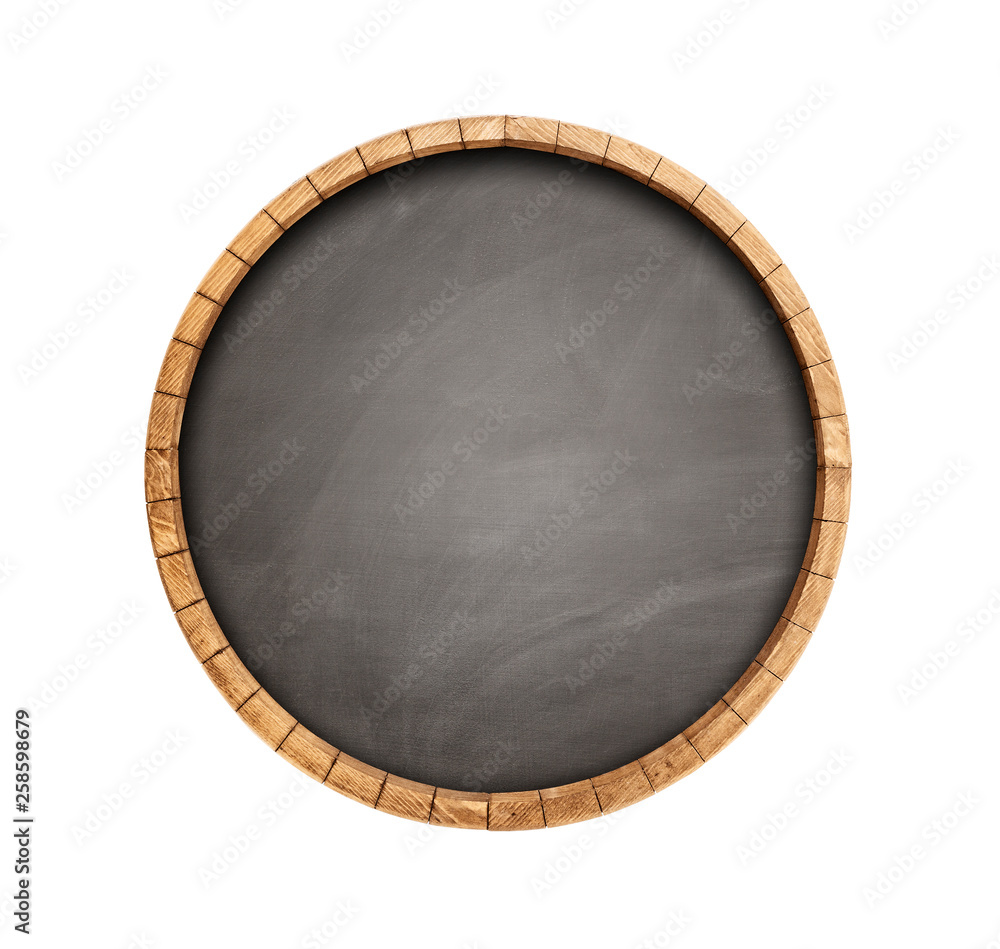 The bottom of a wine barrel on a white background