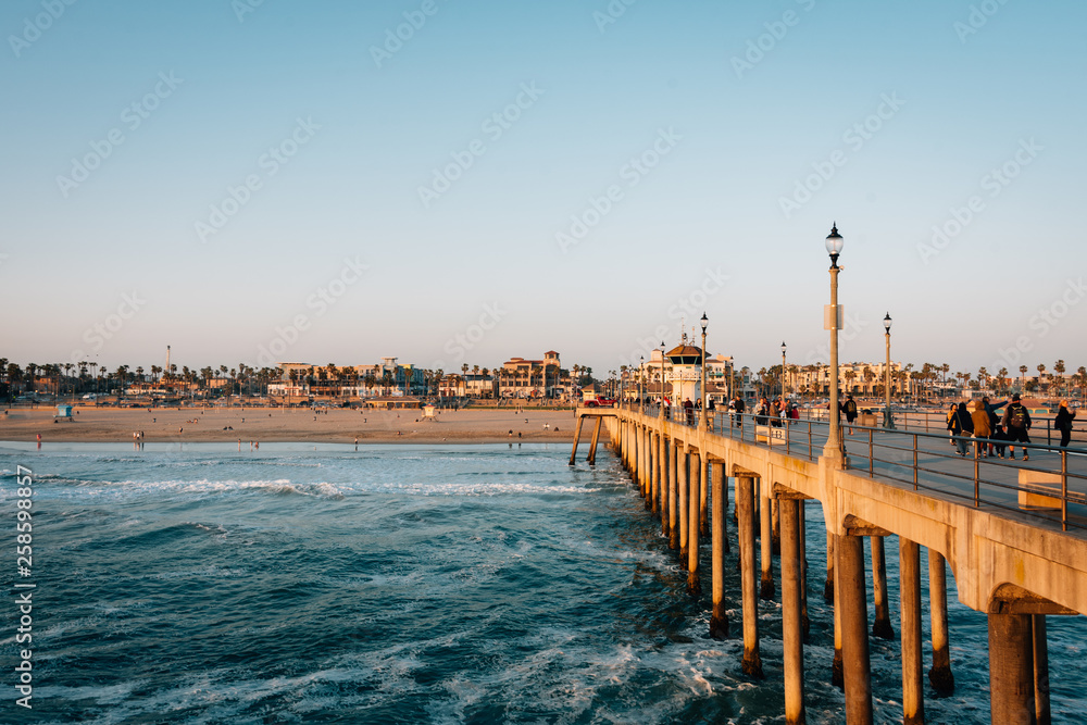 The pier at sunset, in Huntington Beach, Orange County, California